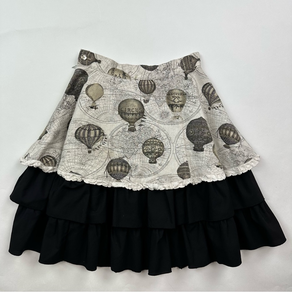 FanPlusFriend Garden Hot Air Balloon Print Tiered Skirt Cosplay Steampunk Sz 12